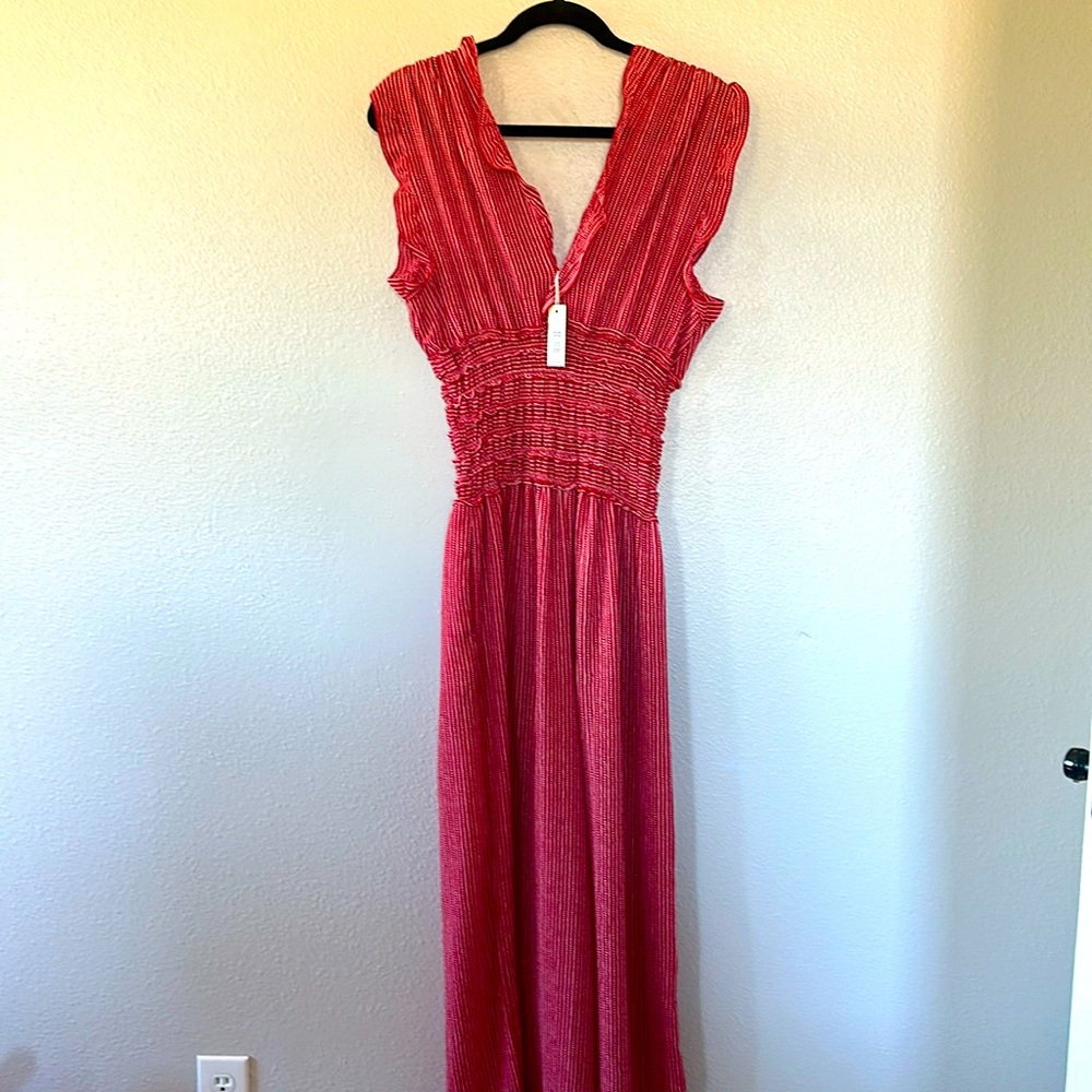 Red and white polka dot Max Studio jumpsuit